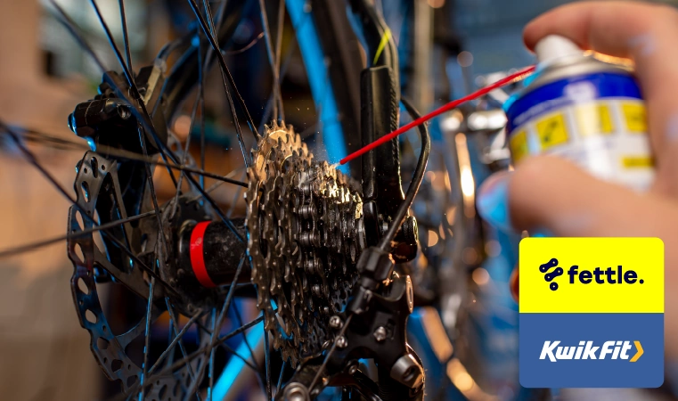 spray your bike chain with lubricant
